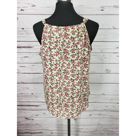 Annabelle USA Women's Cream White Pink‎ Floral Strappy Necklace Tank Top LARGE - Picture 6 of 12